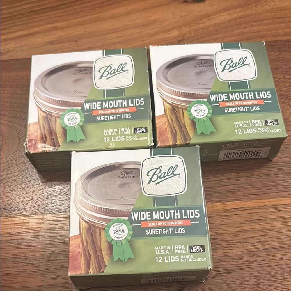 New Ball Set of 3 12 Packs of Wide Mouth Lids